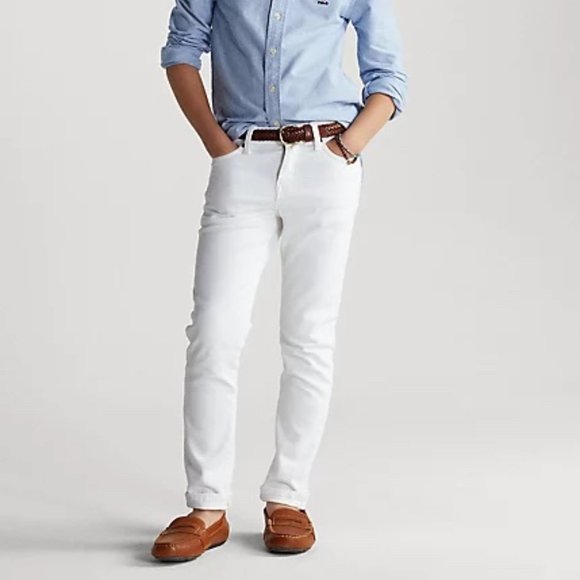 Polo Ralph Lauren Boys Sullivan Slim Stretch Jean White Easter Size 20 - Picture 1 of 6